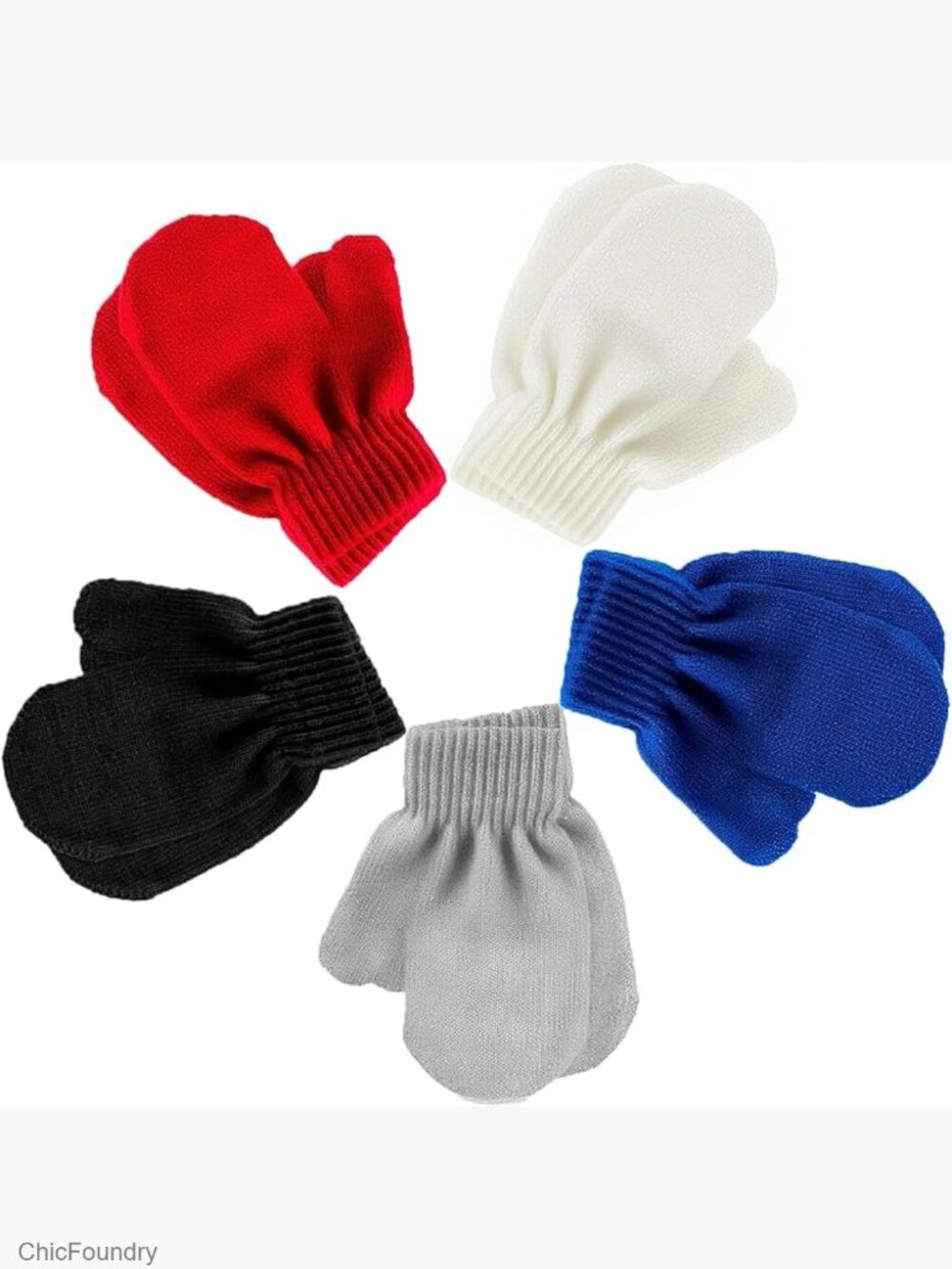 5 Pairs Toddler Mittens Stretch Knitted Winter Gloves Warm Unisex